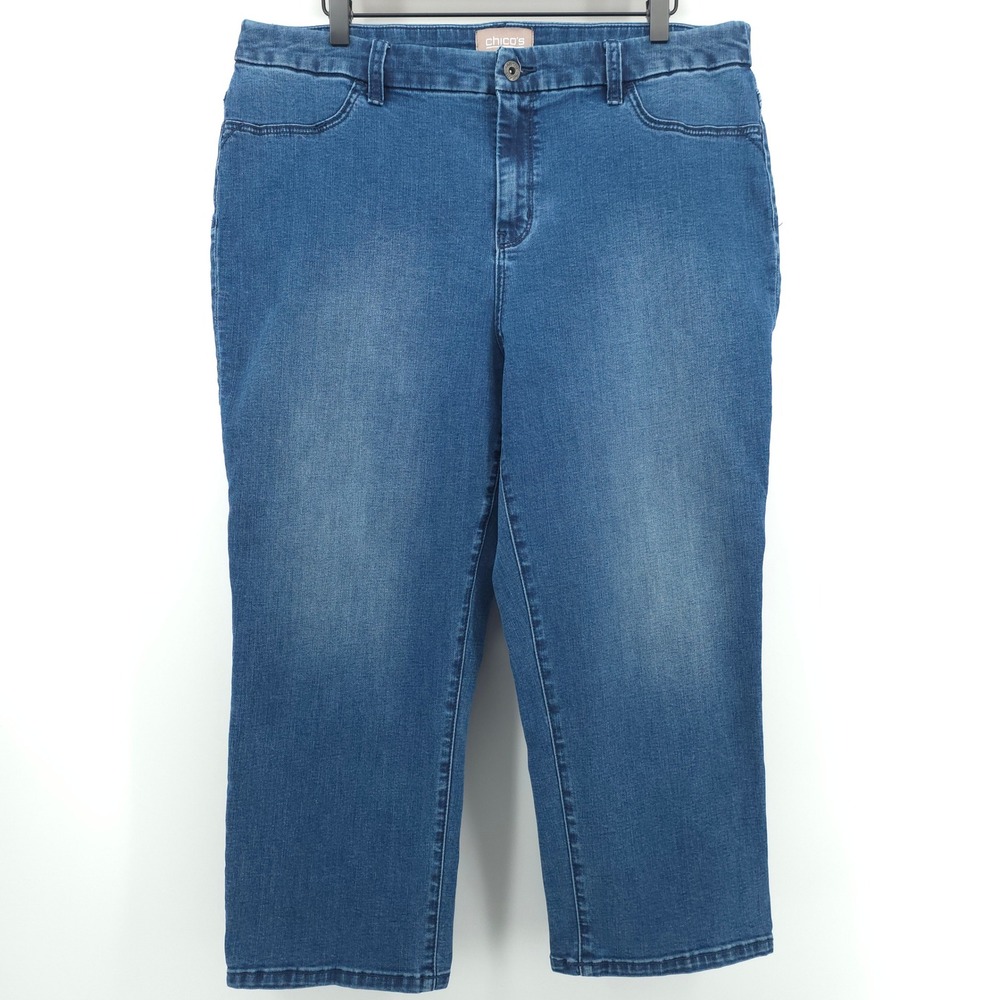 Chico's Capri Women Jeans Size 2.5 (US 14) Blue Stretch Denim Cropped Summer